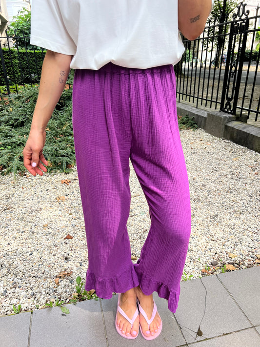 Pantalon gaze de coton violet